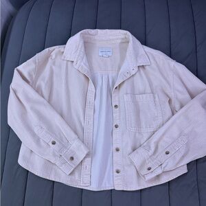 Cropped Corduroy Button-Up Shirt